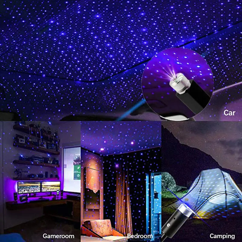 LED Light Projector Starry Sky Lamp Laser Star Roof Light USB Powered Galaxy Projector Lamp For Room and Car Ceiling Decor